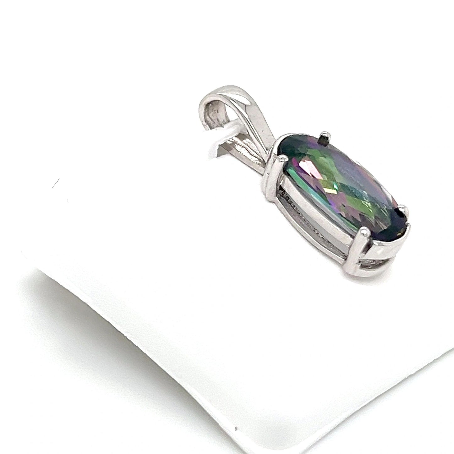 14k White Gold Mystic Topaz Pendant