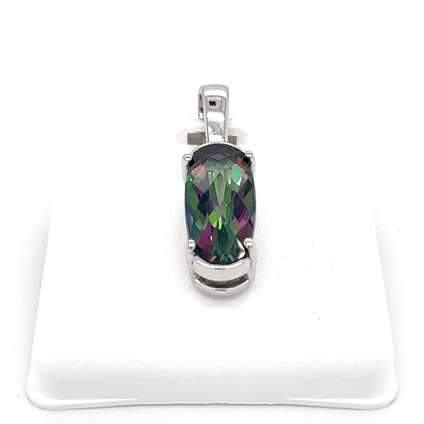 14k White Gold Mystic Topaz Pendant