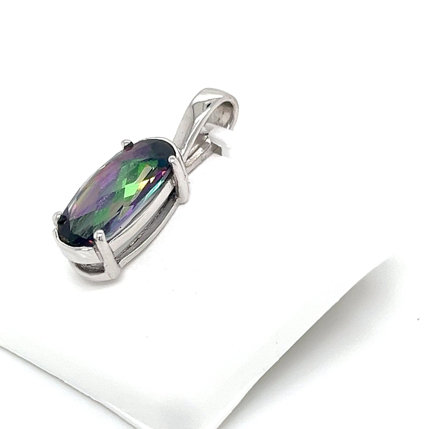 14k White Gold Mystic Topaz Pendant