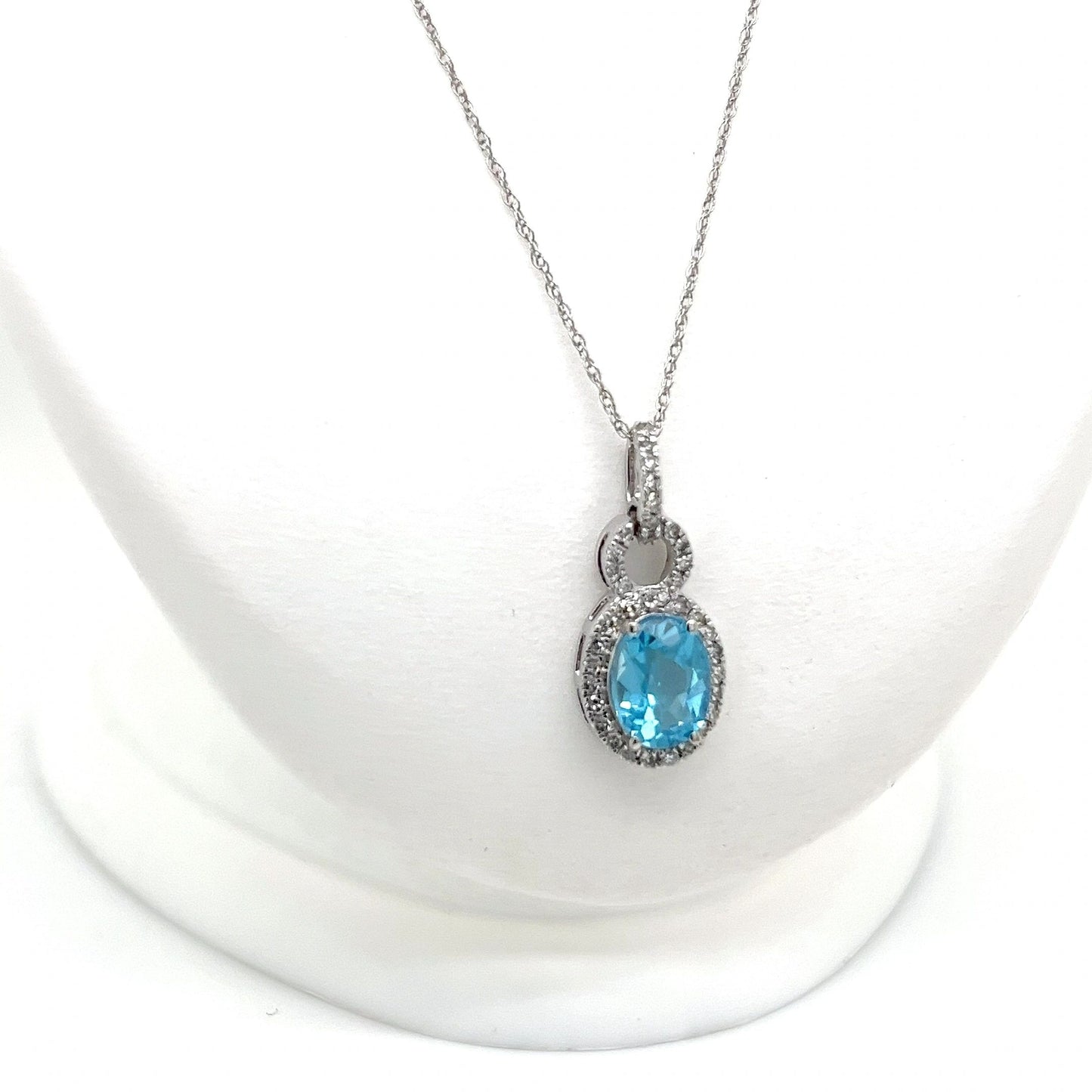 Swiss Blue Topaz and Diamond Necklace