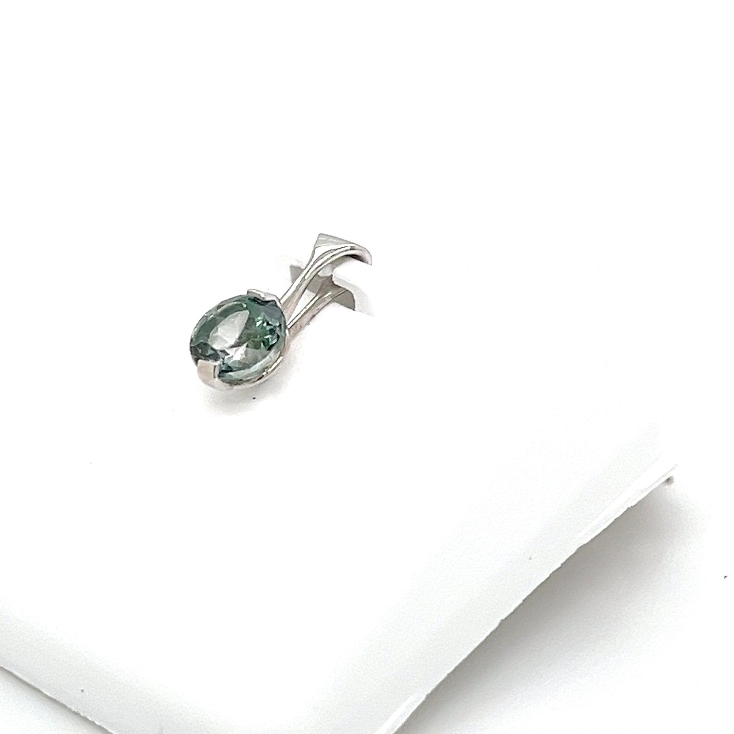 14k White Gold Green Topaz Pendant