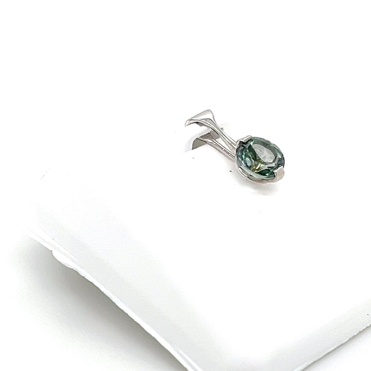 14k White Gold Green Topaz Pendant