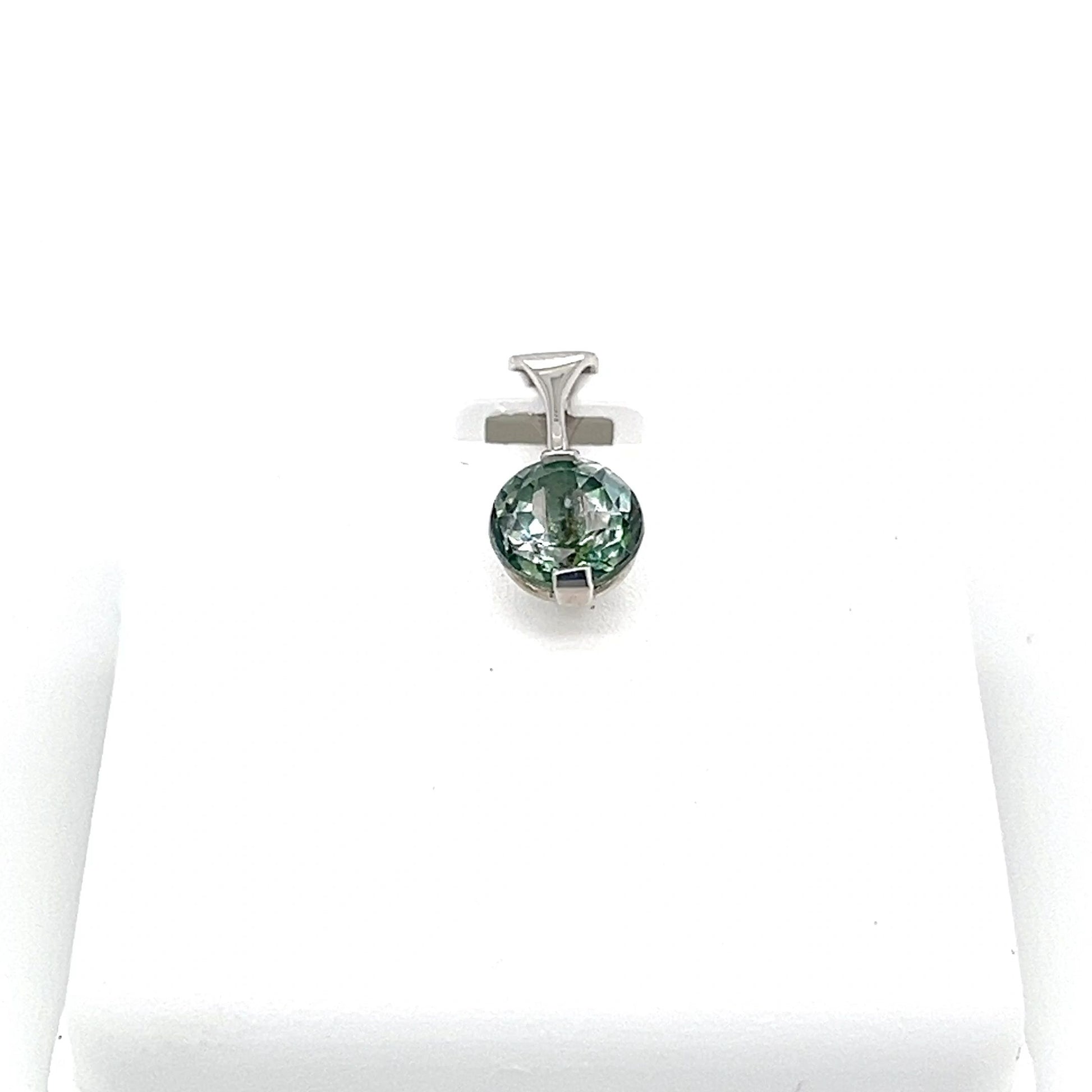 14k White Gold Green Topaz Pendant