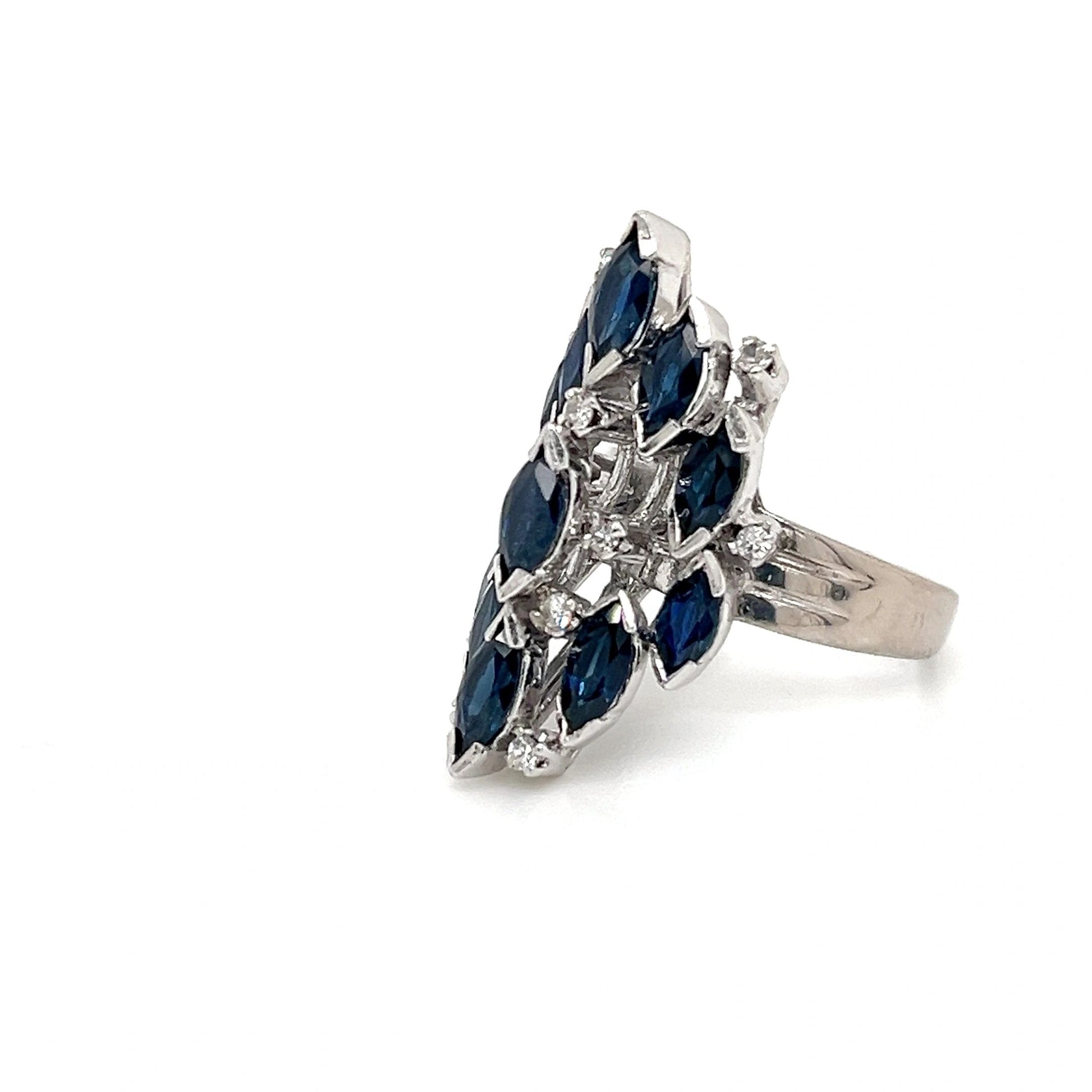 Sapphire, Diamond and White Gold Ring