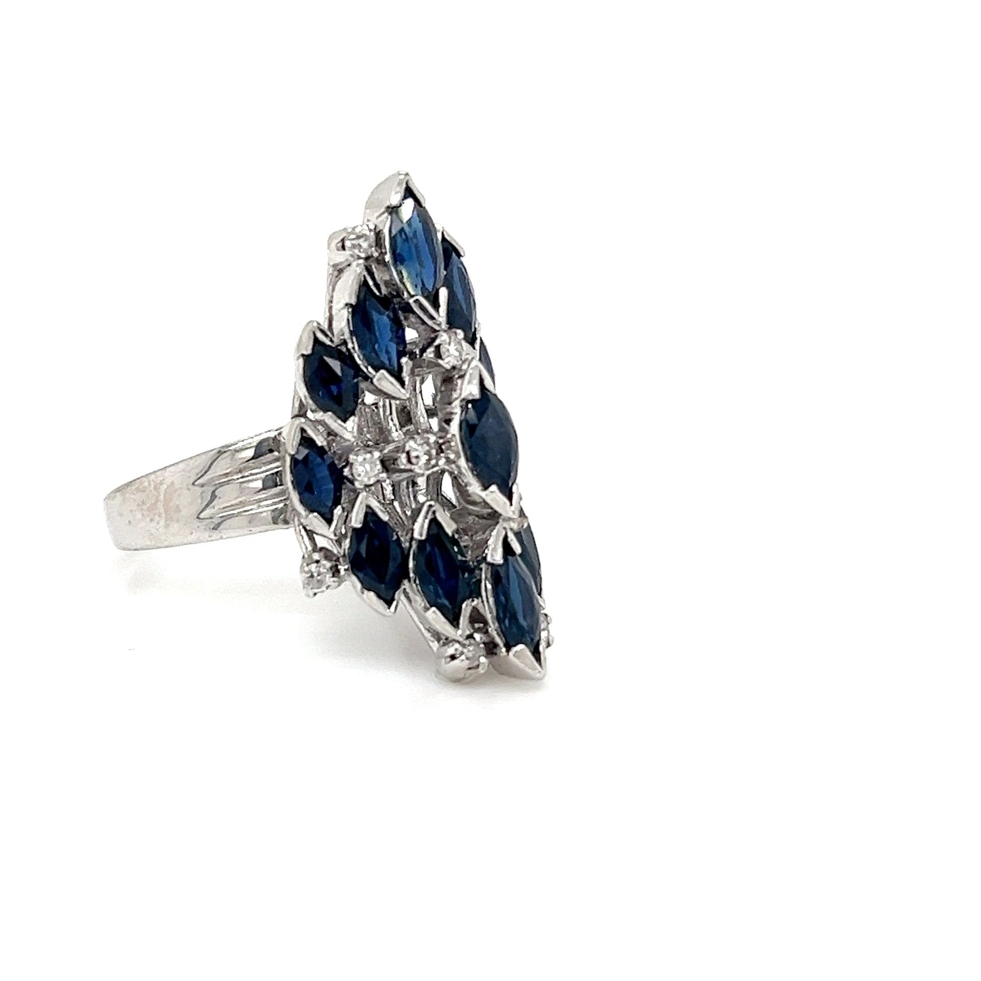 Sapphire, Diamond and White Gold Ring