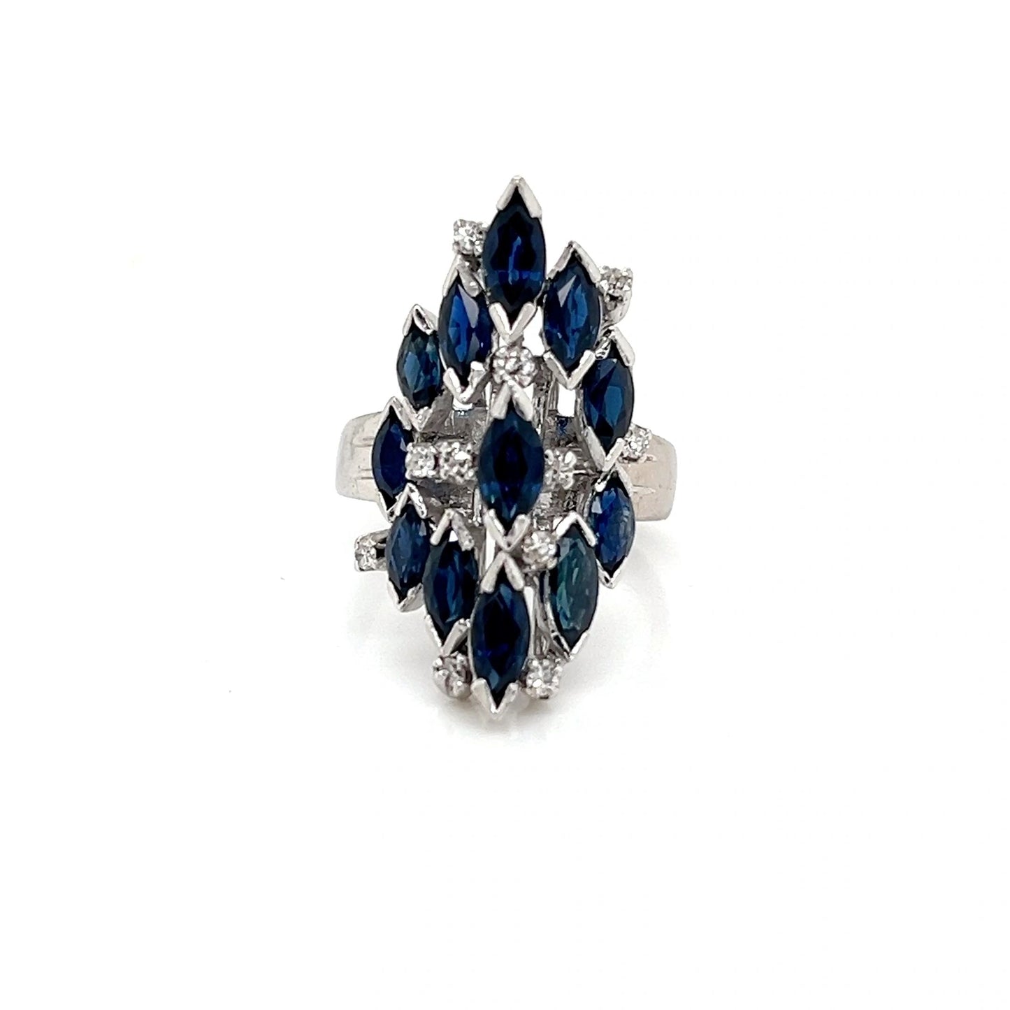 Sapphire, Diamond and White Gold Ring