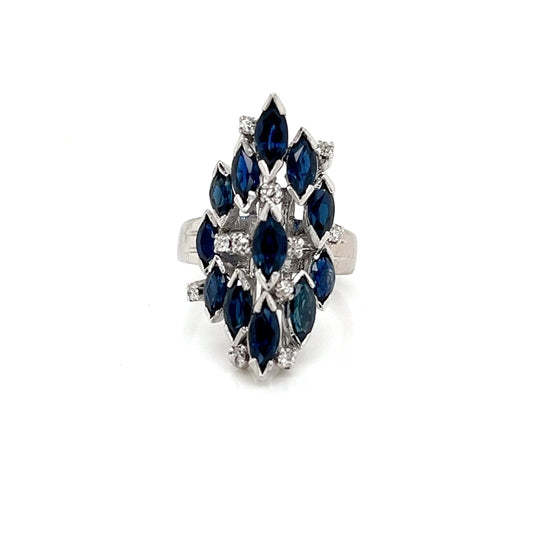 Sapphire, Diamond and White Gold Ring