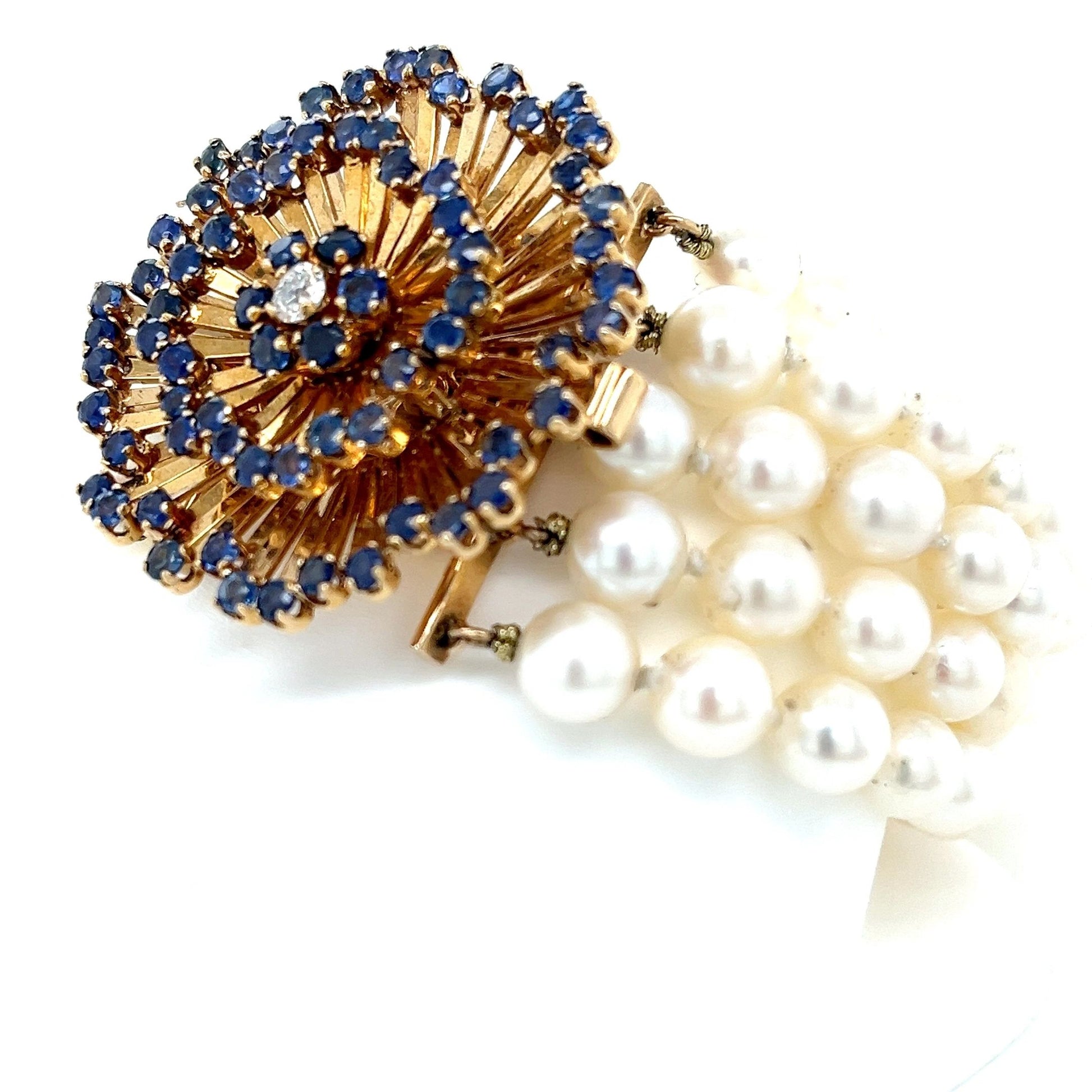 Pearl, Sapphire and Diamond 14K Gold Bracelet