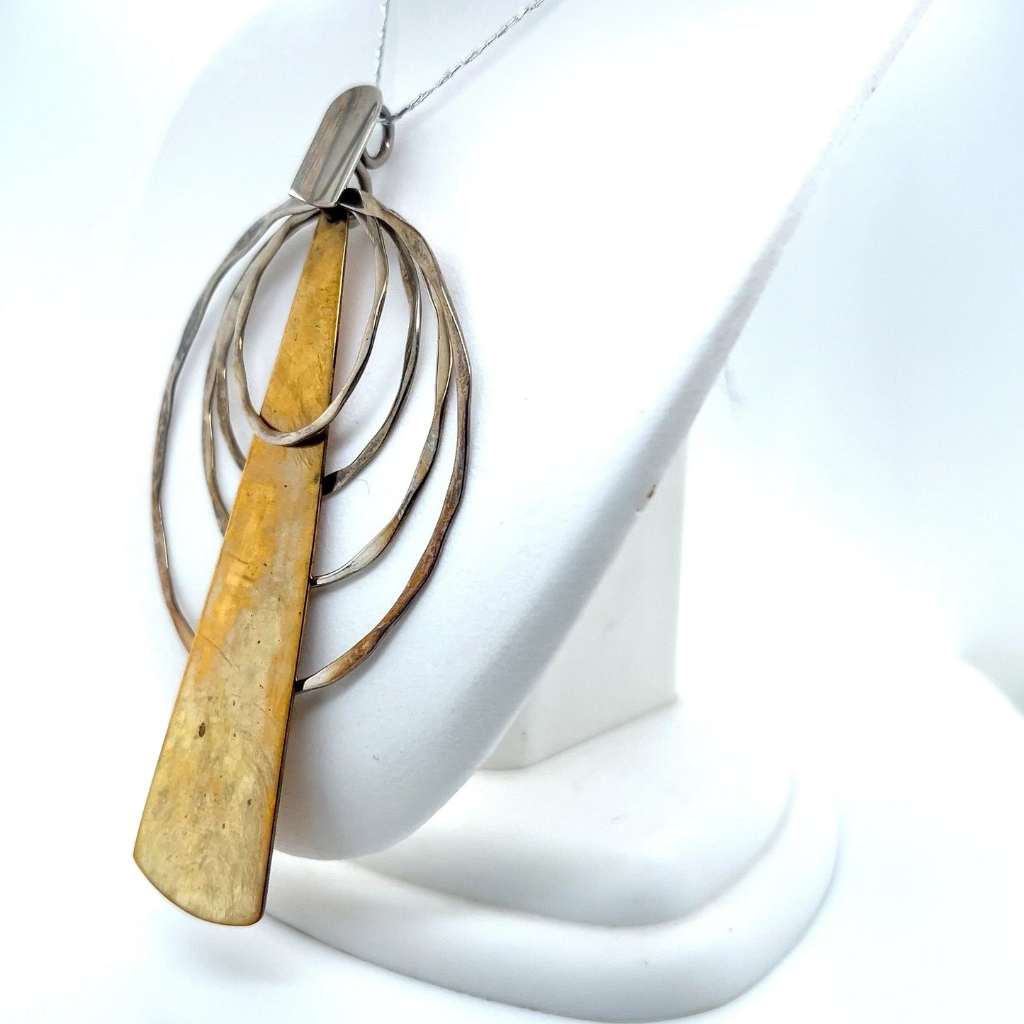 Sterling Silver and Brass Art Pendant