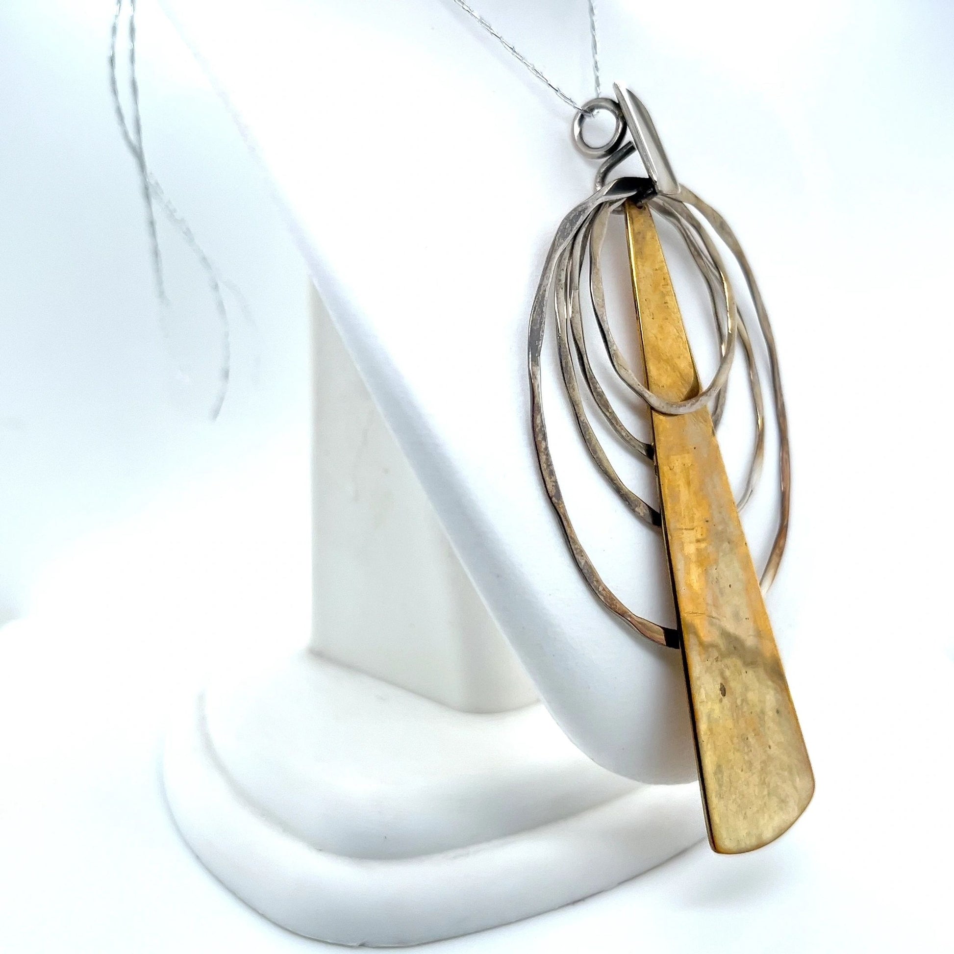 Sterling Silver and Brass Art Pendant