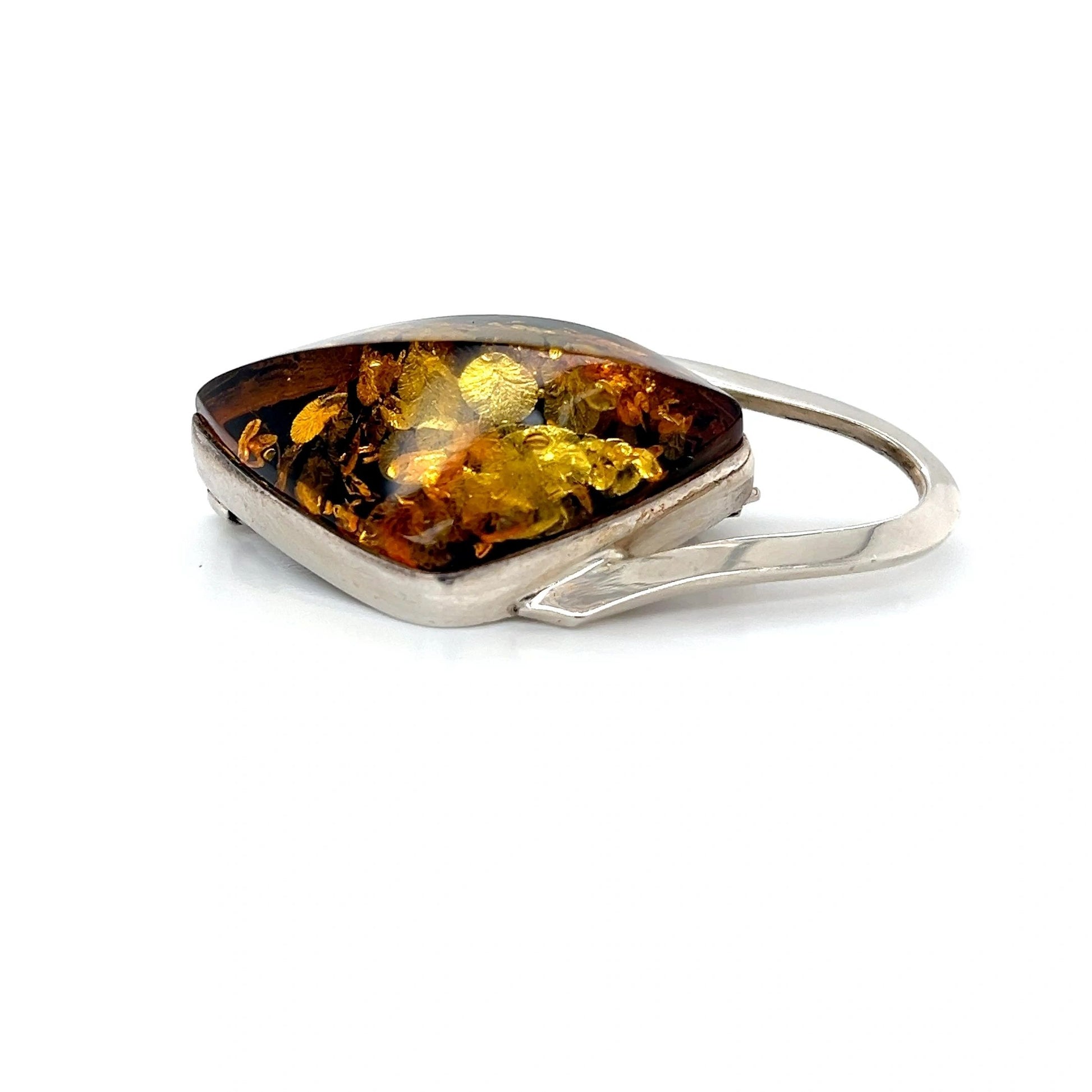 Amber and Sterling Silver Brooch/Pendant