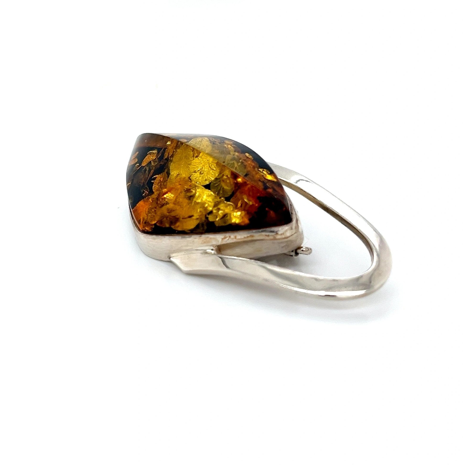 Amber and Sterling Silver Brooch/Pendant