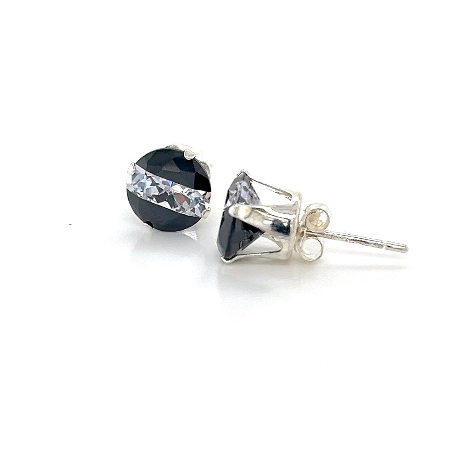 Black and White CZ Earring Studs