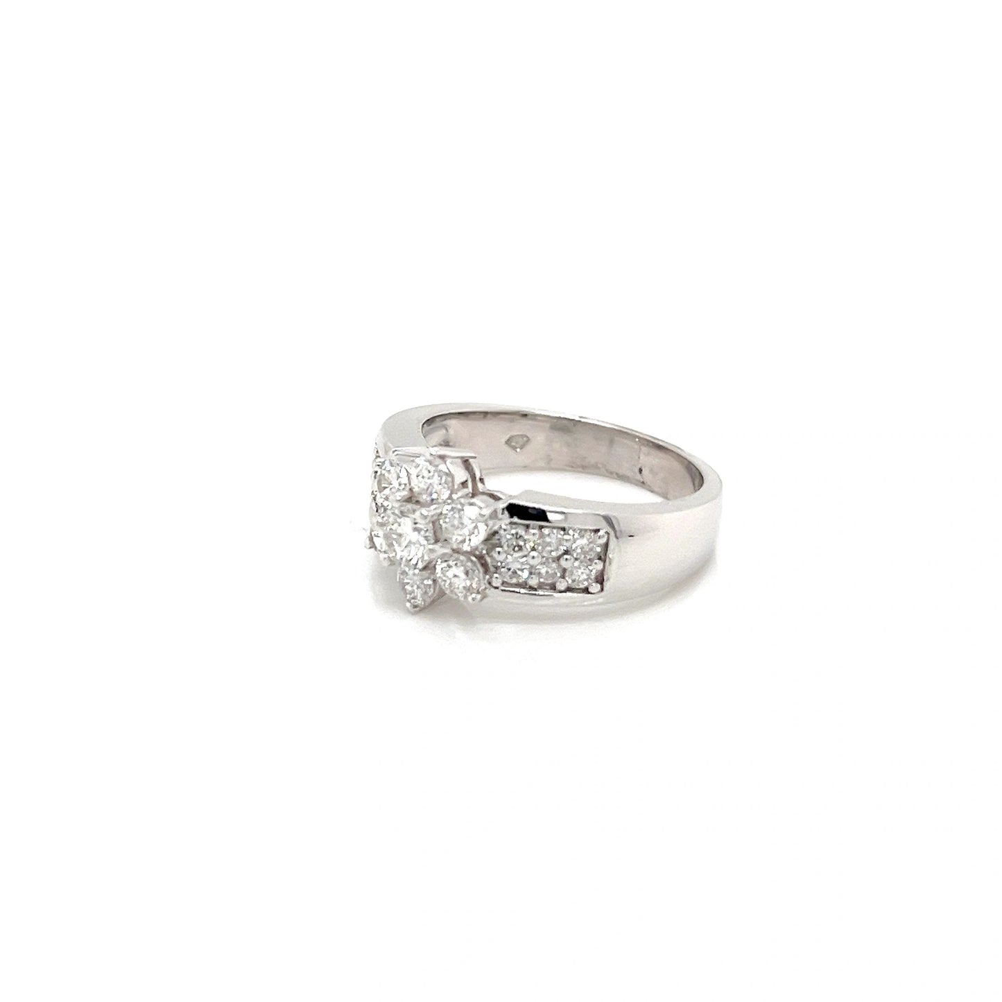 Radiant Cluster Diamond 14K White Gold Engagement Ring