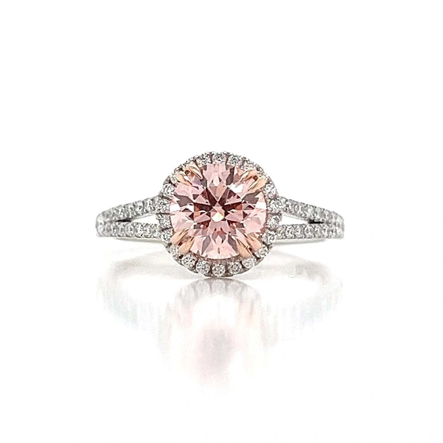 Pink and White Lab-Grown Diamond Engagement Ring