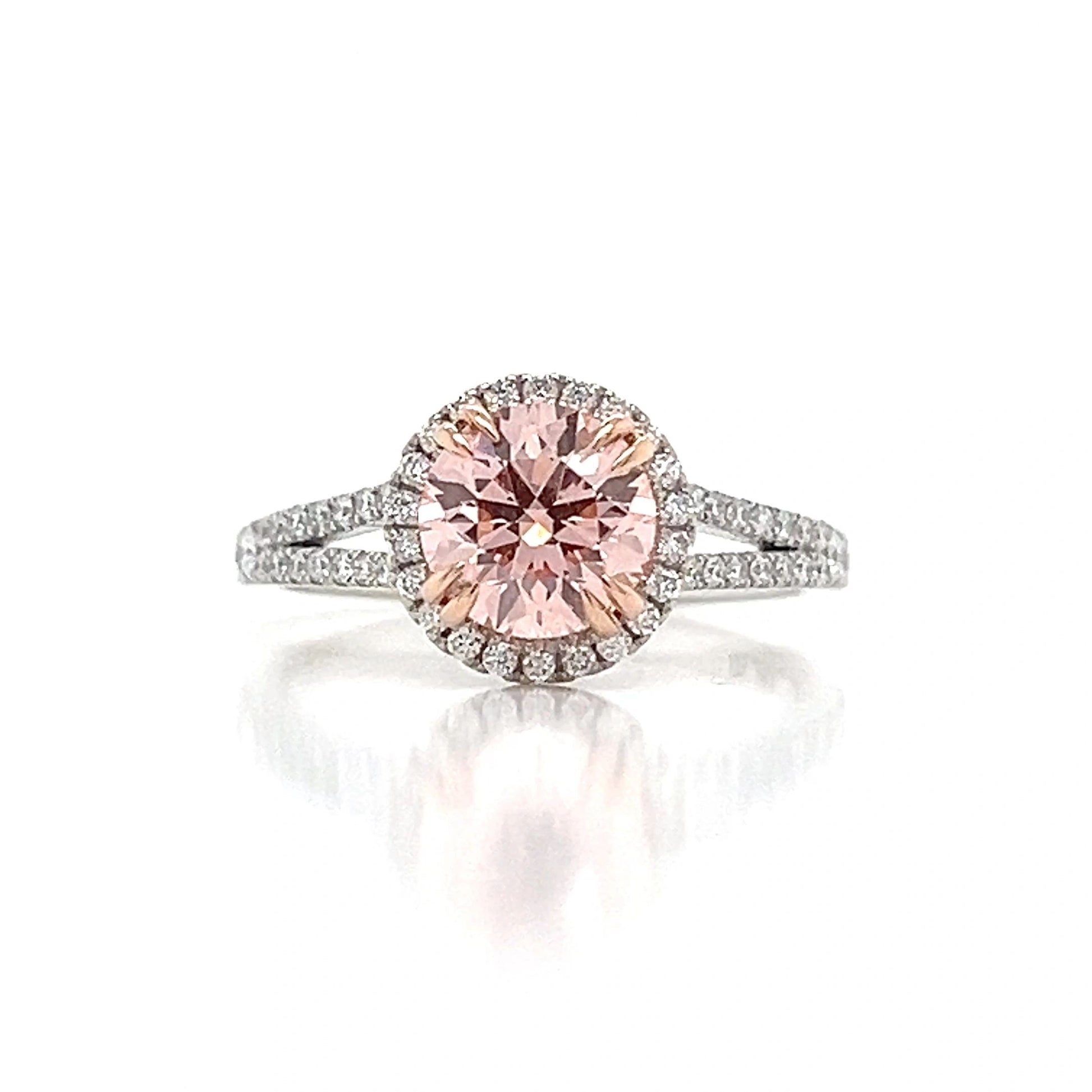 Pink and White Lab-Grown Diamond Engagement Ring