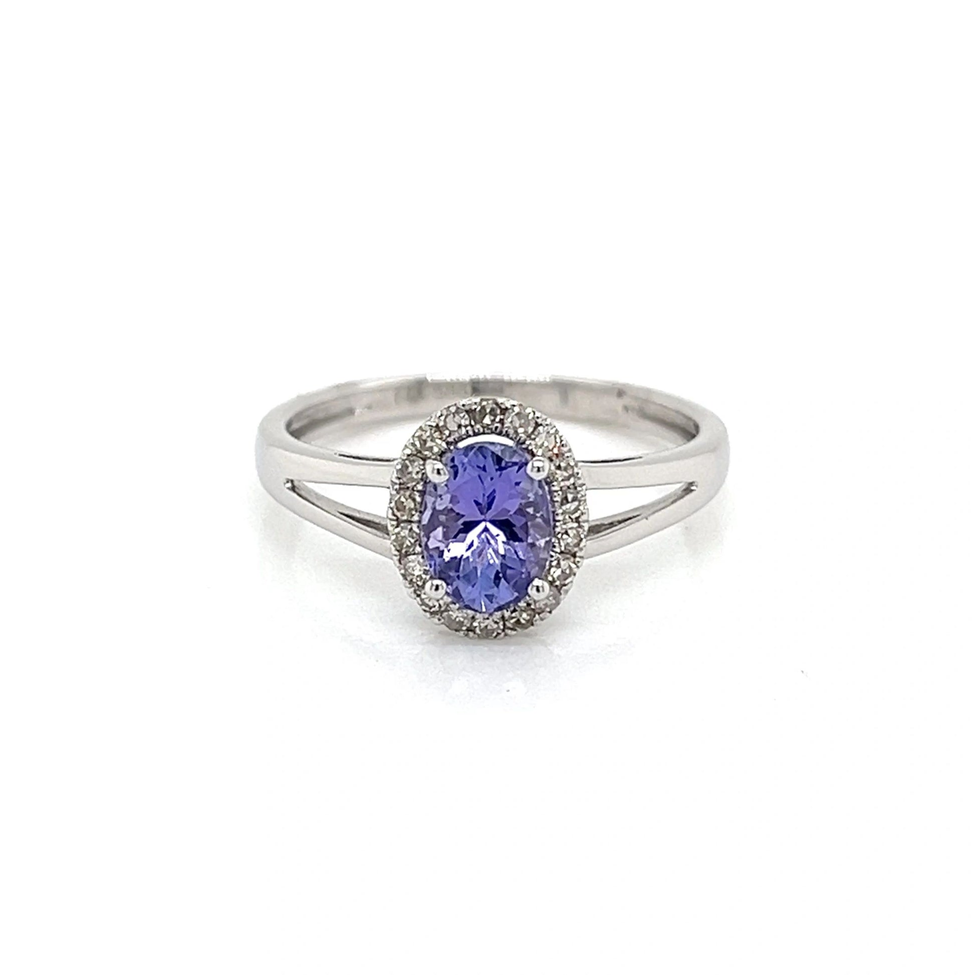 14K White Gold Tanzanite and Diamond Ring