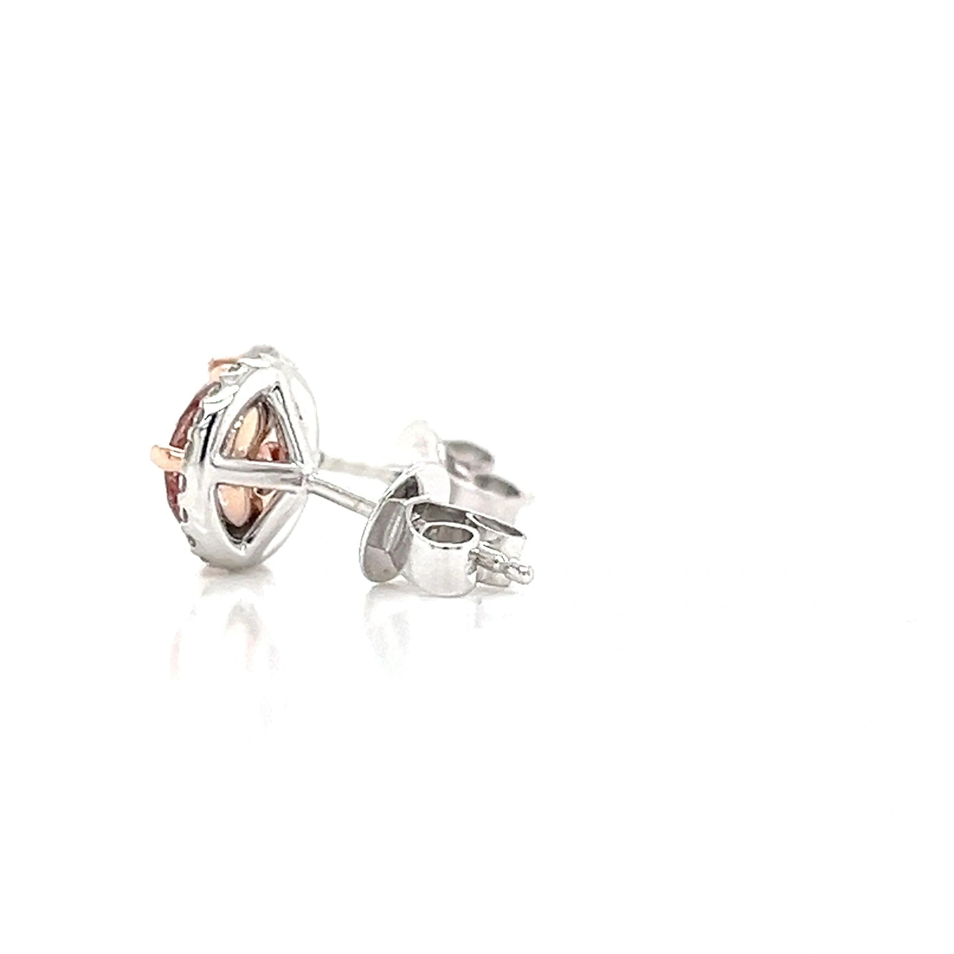 Pink and White Lab Grown Diamond Stud Earrings