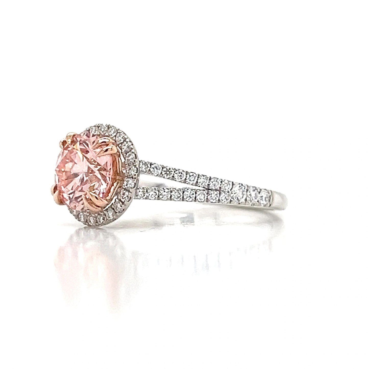 Pink and White Lab-Grown Diamond Engagement Ring