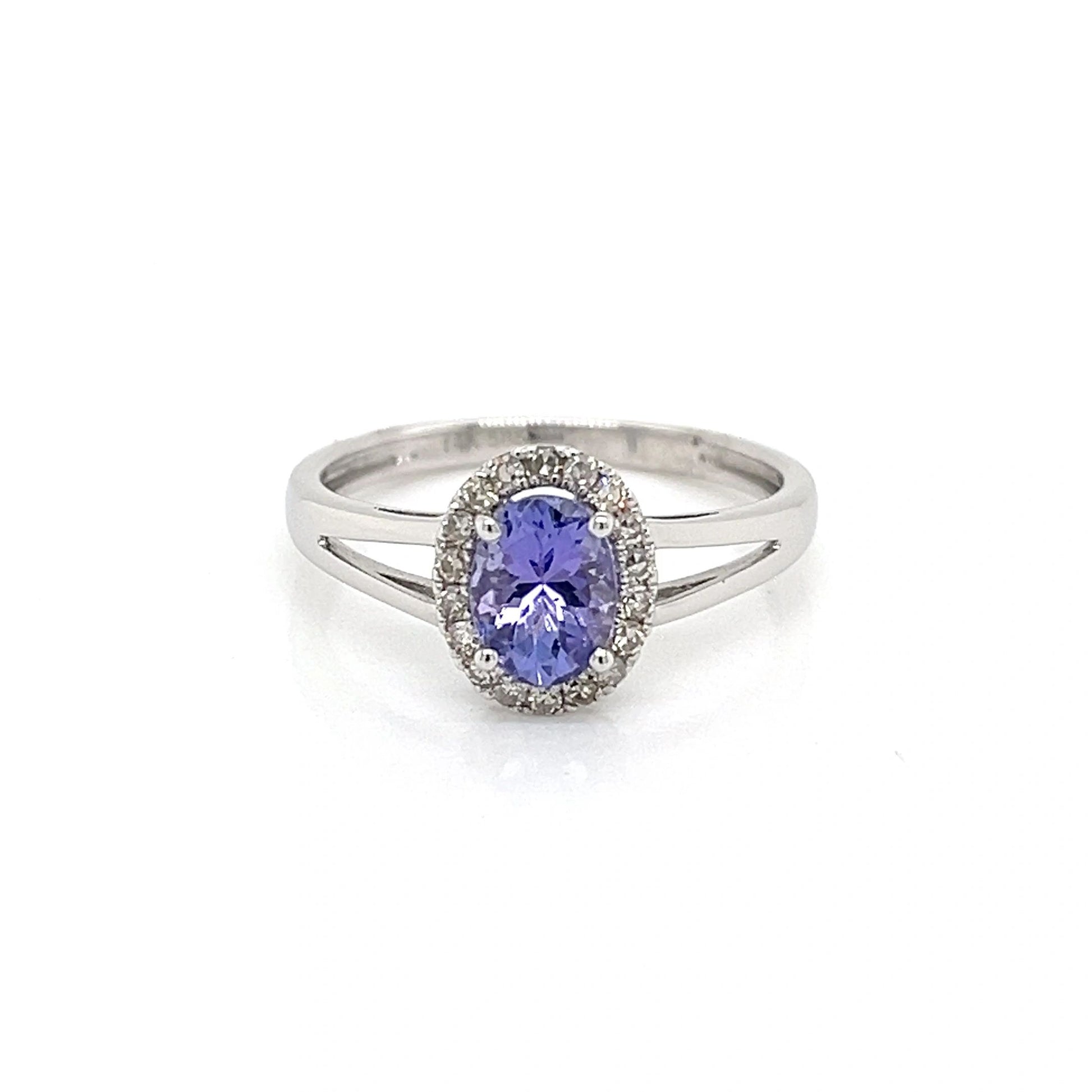 14K White Gold Tanzanite and Diamond Ring