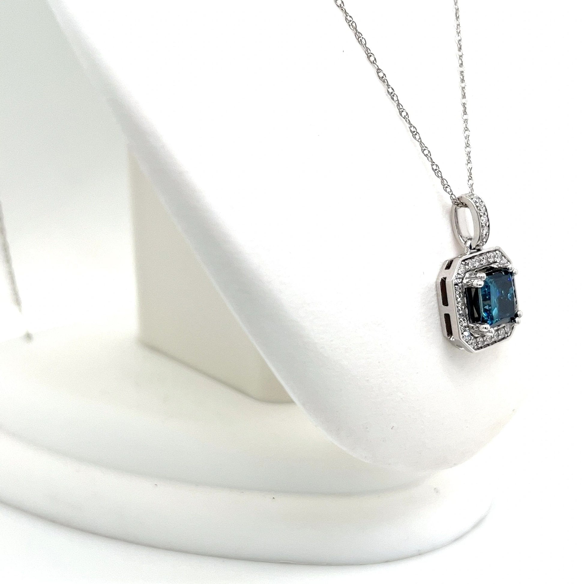 Blue and White Lab Grown Diamond Necklace