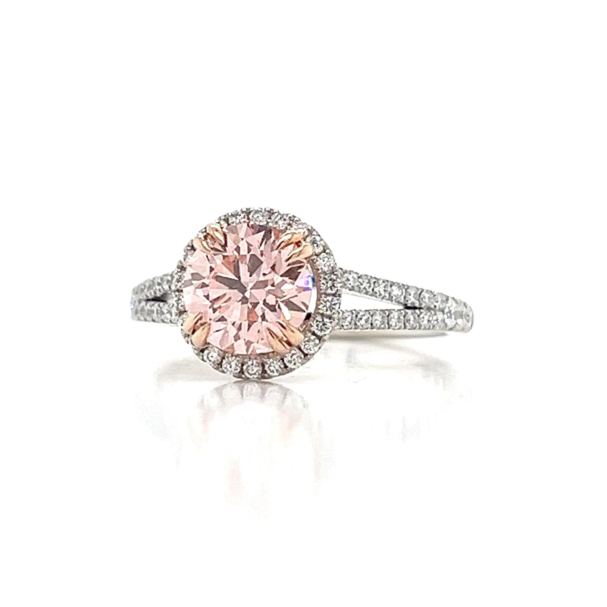 Pink and White Lab-Grown Diamond Engagement Ring