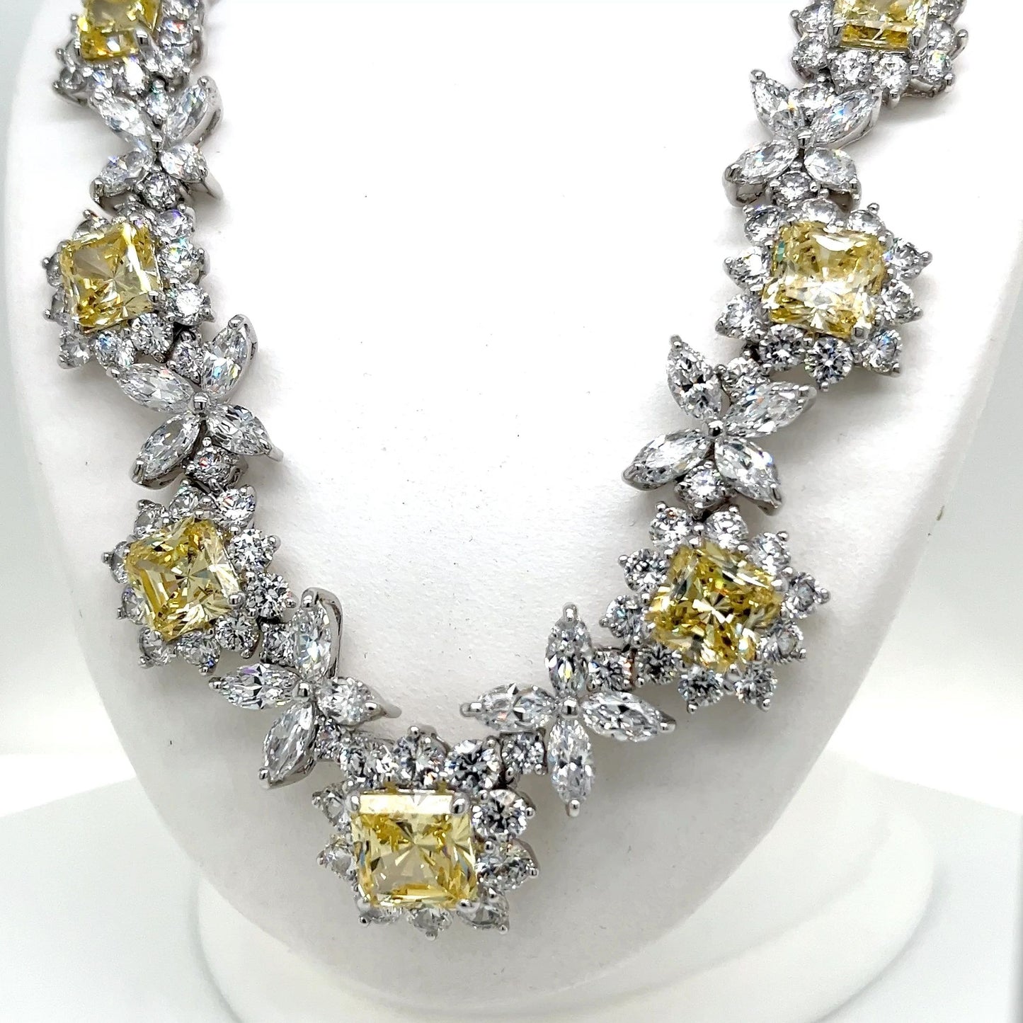 Sterling Silver with Yellow and White Cubic Zirconia Necklace