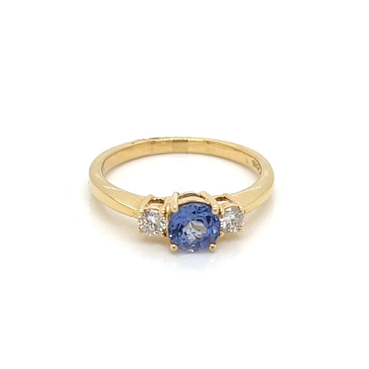 14K Yellow Gold Tanzanite and Diamond Ring