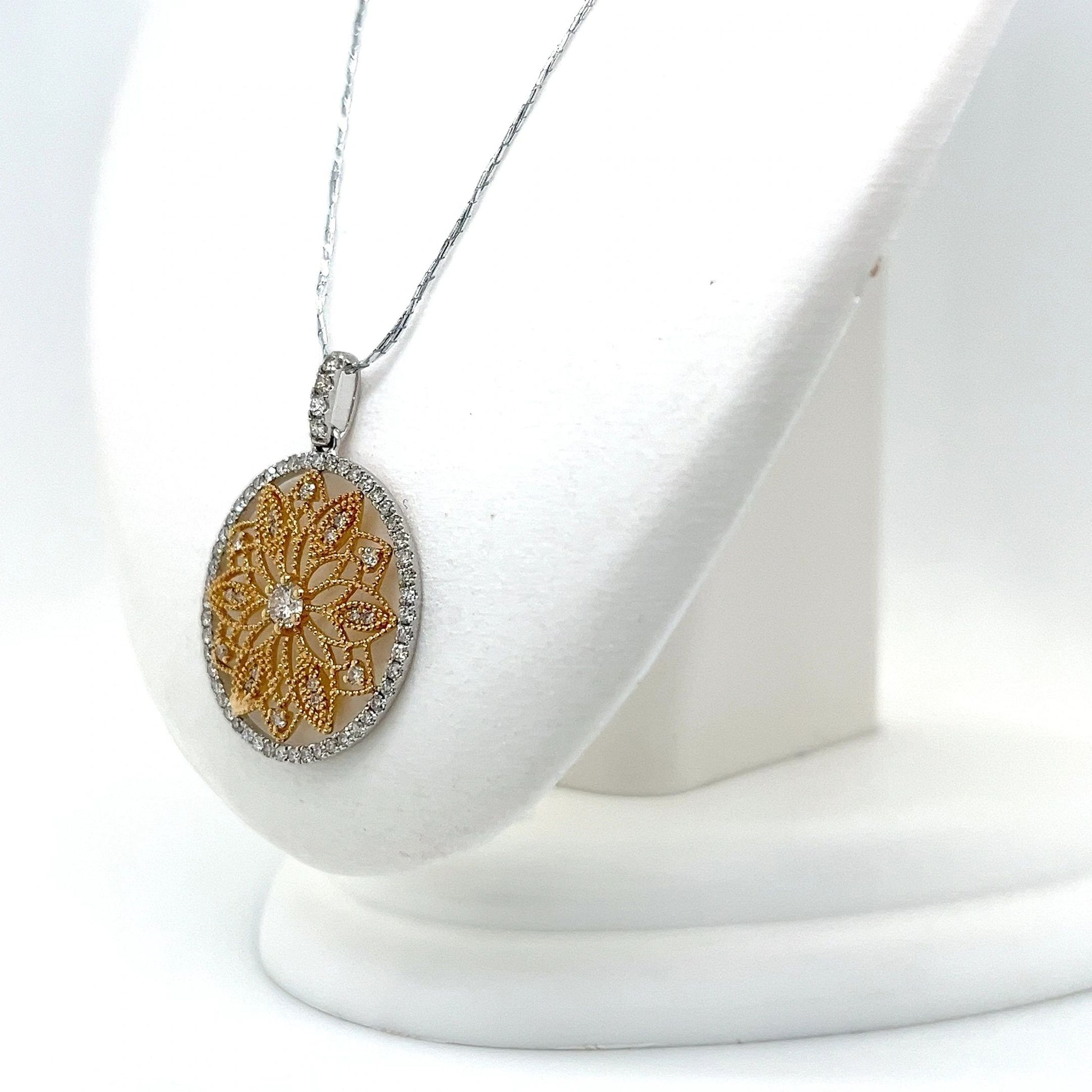 14k White and Yellow Gold Diamond Pendant