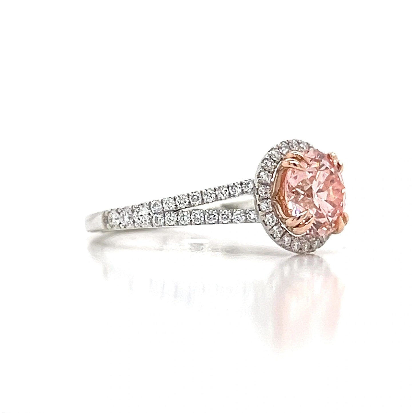 Pink and White Lab-Grown Diamond Engagement Ring