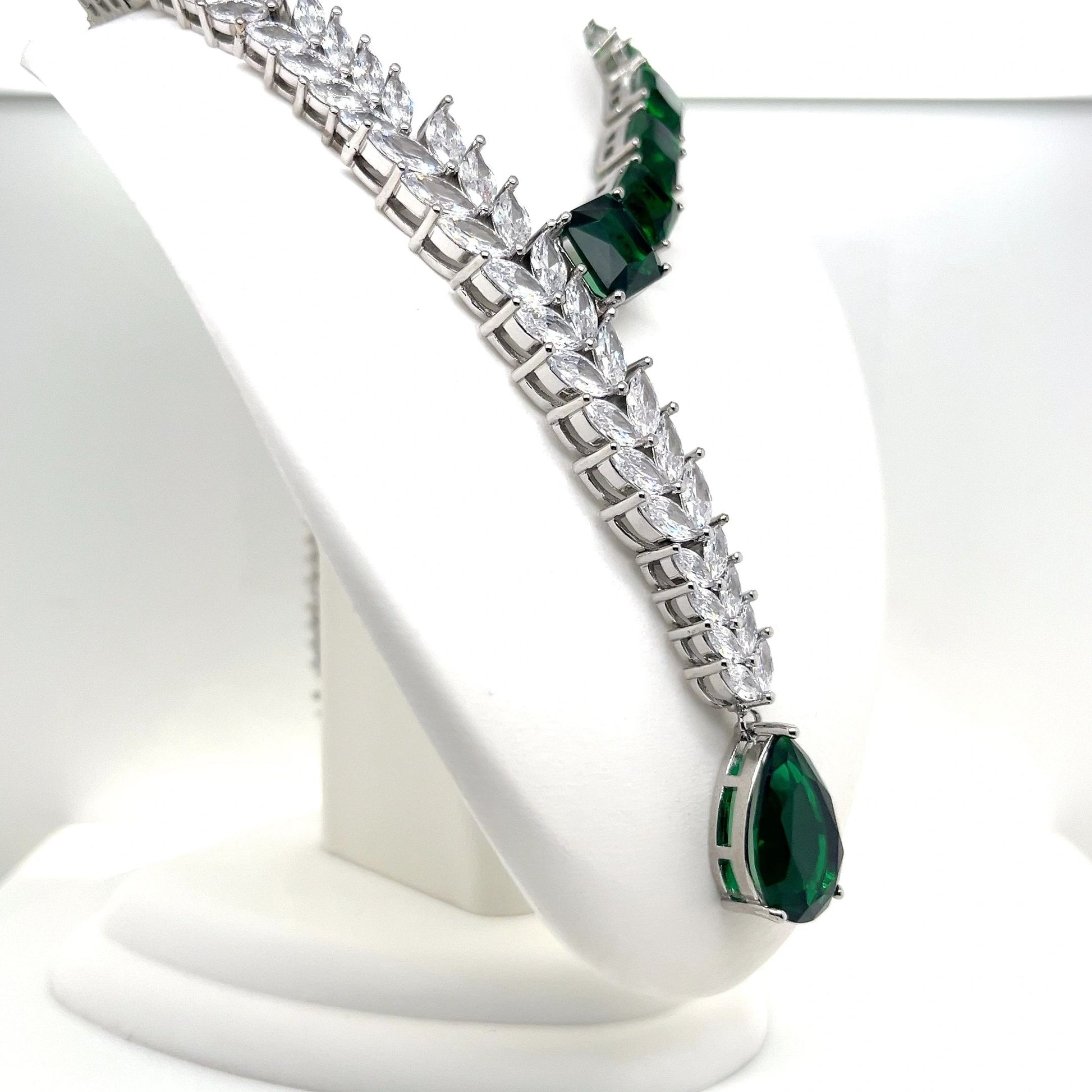 Green and White Cubic Zirconia Necklace