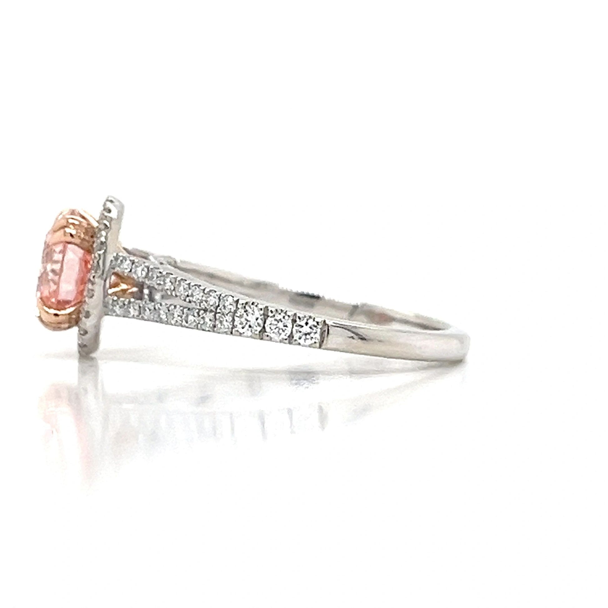 Pink and White Lab-Grown Diamond Engagement Ring