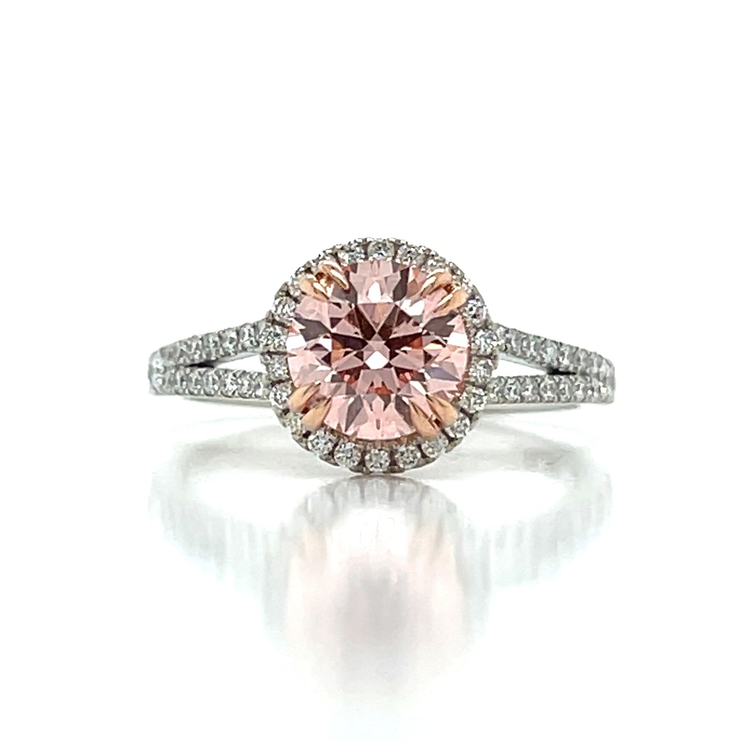 Pink and White Lab-Grown Diamond Engagement Ring