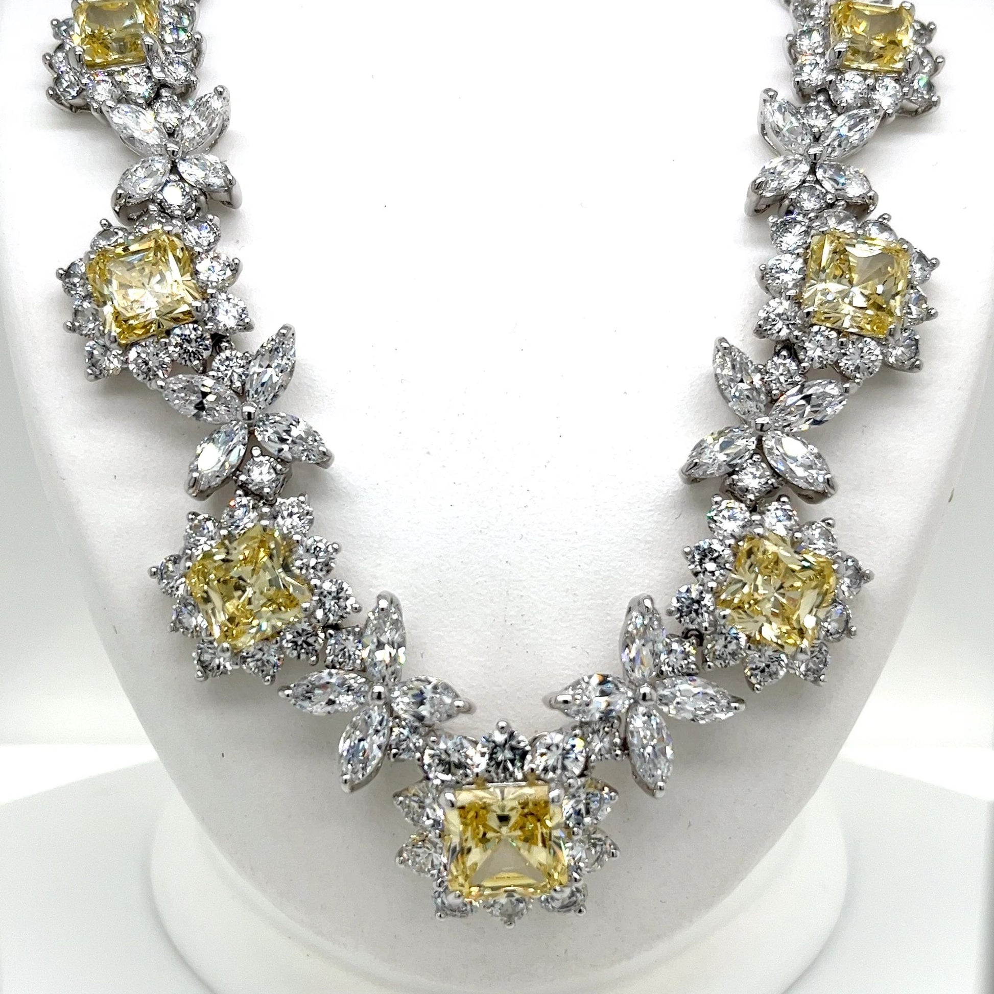 Sterling Silver with Yellow and White Cubic Zirconia Necklace