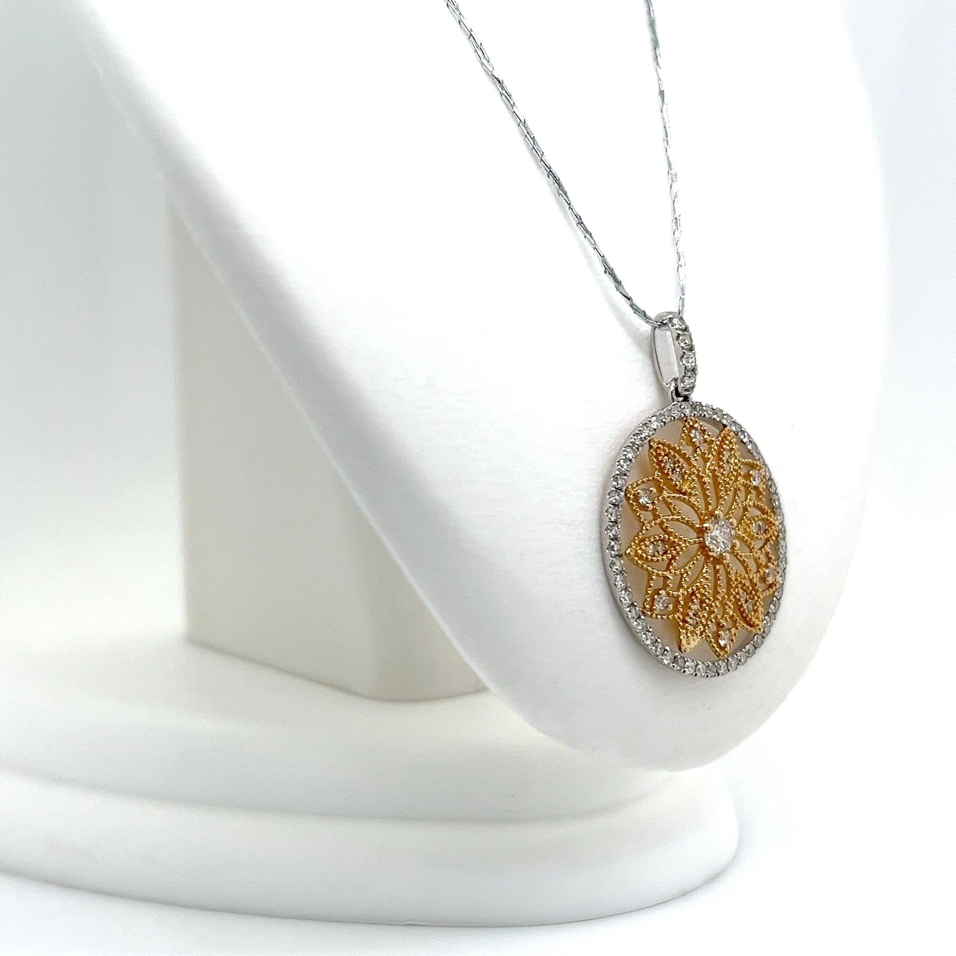 14k White and Yellow Gold Diamond Pendant