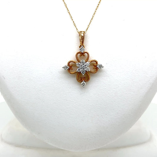 14K Yellow Gold Diamond Pendant