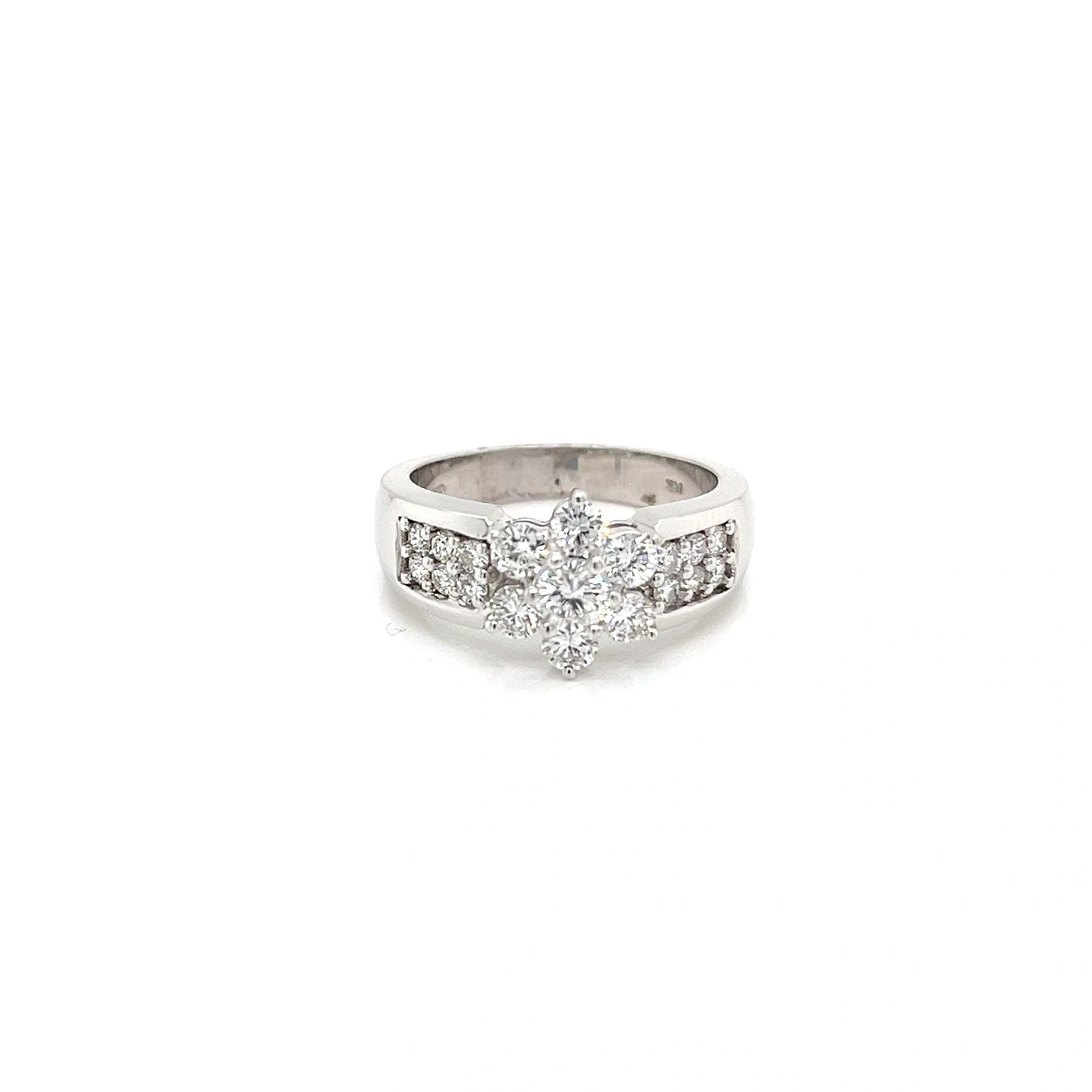 Radiant Cluster Diamond 14K White Gold Engagement Ring