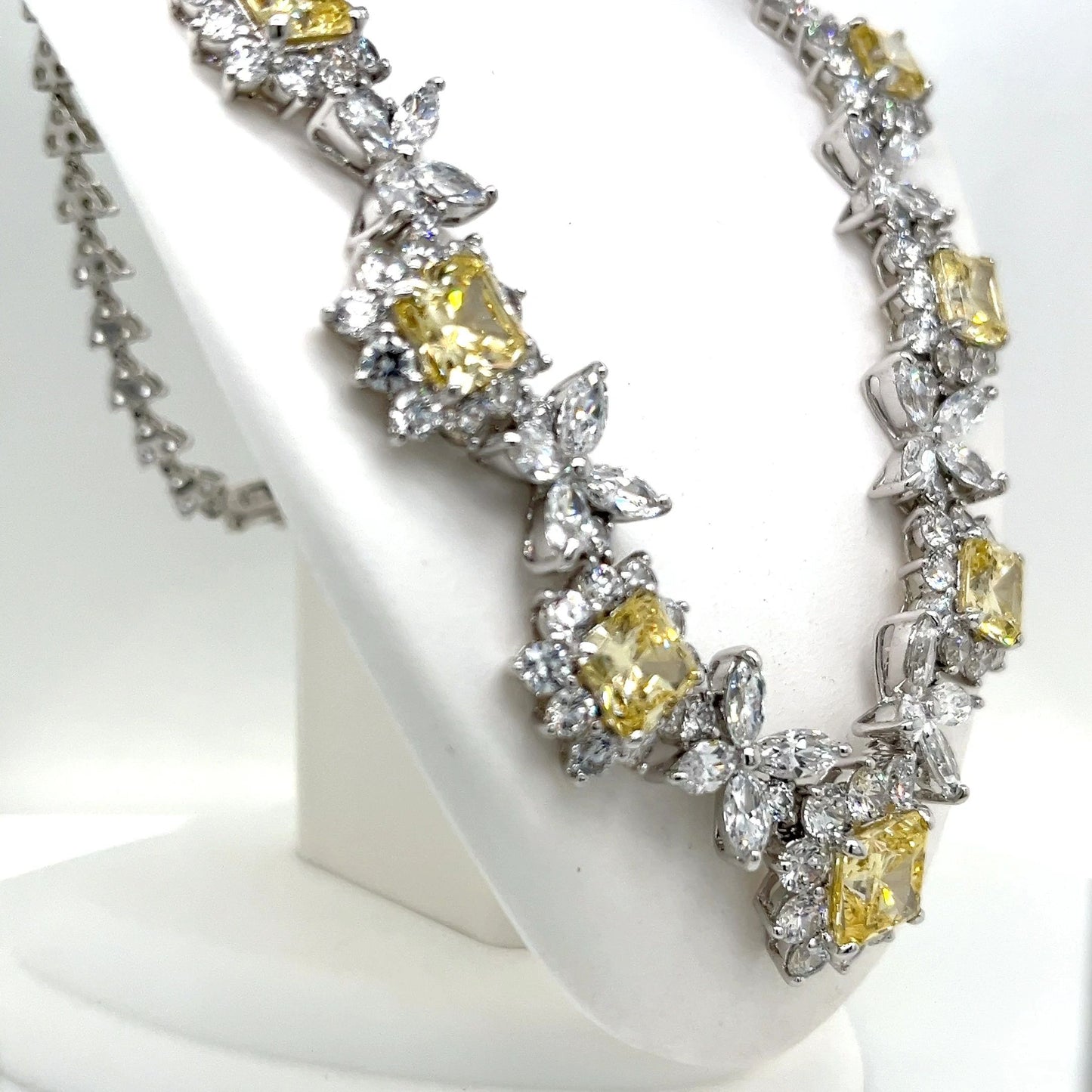 Sterling Silver with Yellow and White Cubic Zirconia Necklace