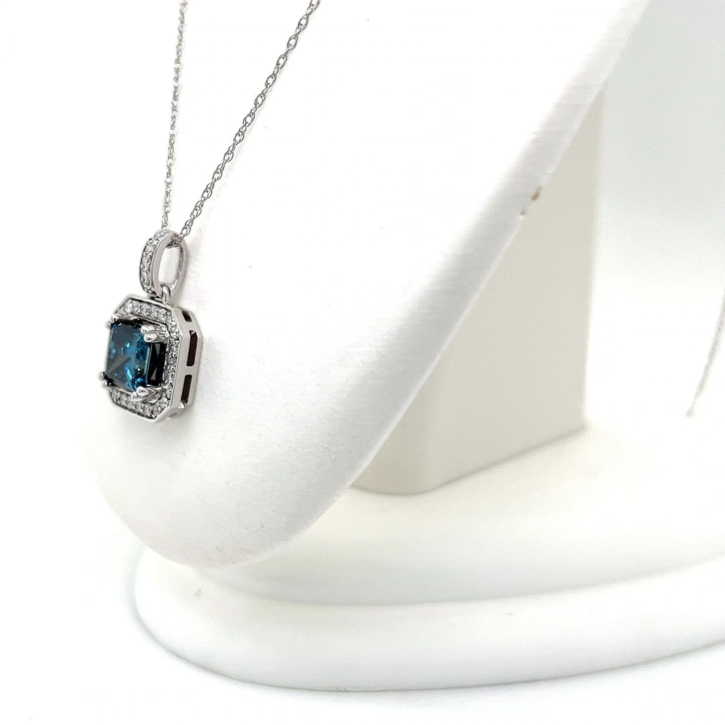 Blue and White Lab Grown Diamond Necklace