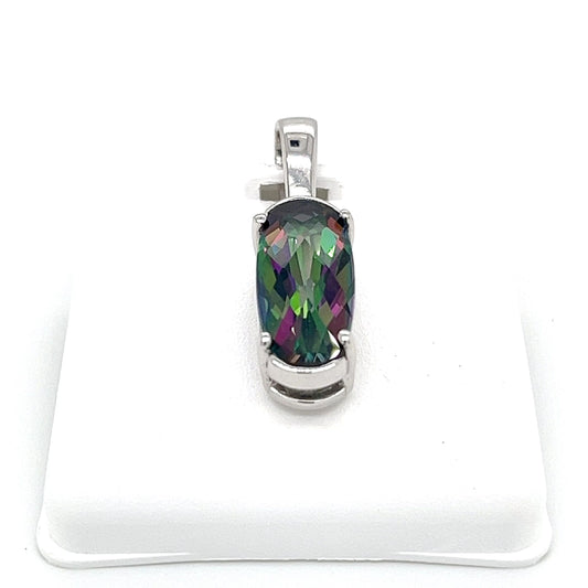 14k White Gold Mystic Topaz Pendant