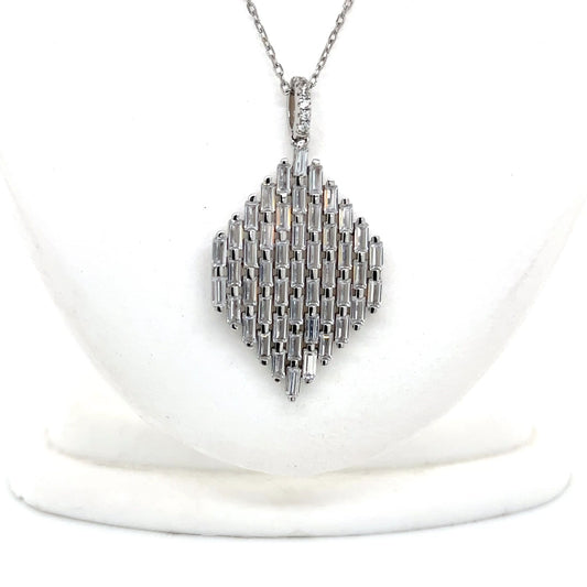 Sterling Silver Cubic Zirconia Cluster Necklace